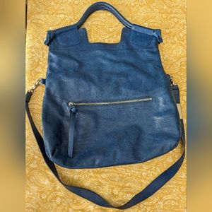 Foley+Corinna mid city tote in azure, distressed leather with wallet